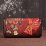 Artistic Leather Long Purse Woman Wallets Clutch Purse