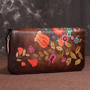 Artistic Leather Long Purse Woman Wallets Clutch Purse