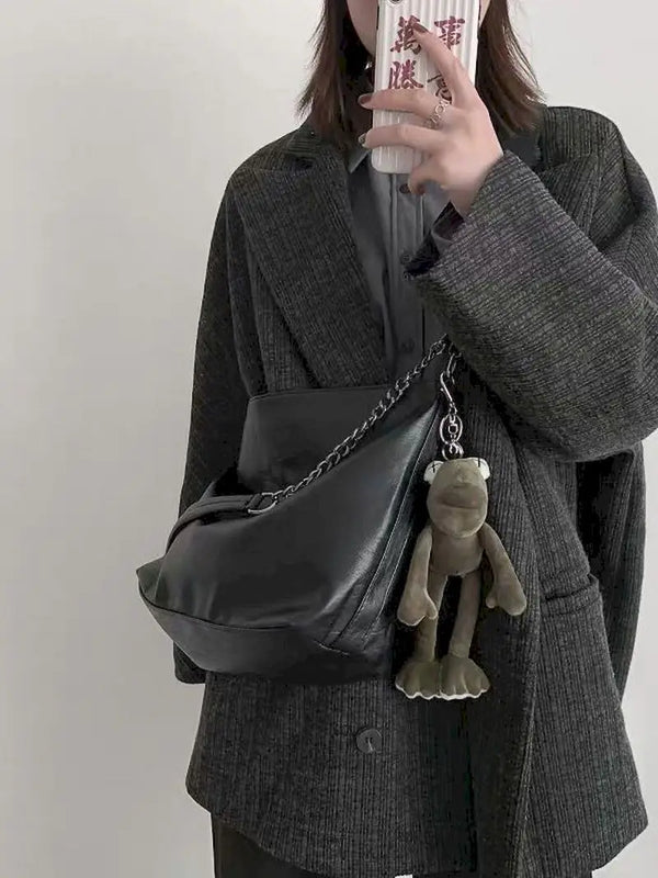 Vintage Shoulder Bag Thick Chain Messenger Bags Soft Flap