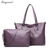Large Tote Bag Bucket Shoulder Bags PU Leather 2pcs/Set