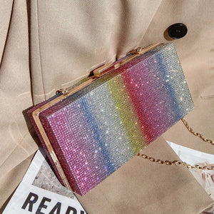 Crystal Diamond Square Box Hand Bag Crossbody Shoulder Bag