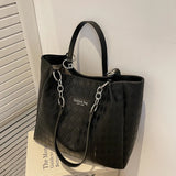Large Capacity PU Leather Single Shoulder Bag Women Retro Tote