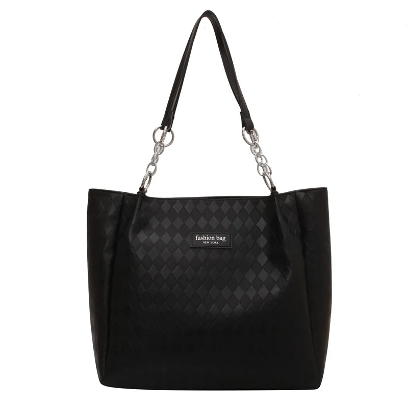 Large Capacity PU Leather Single Shoulder Bag Women Retro Tote