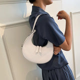 Vintage Leather Clutch Bag Half Moon Underarm Shoulder Bags for Women