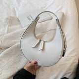Vintage Leather Clutch Bag Half Moon Underarm Shoulder Bags for Women