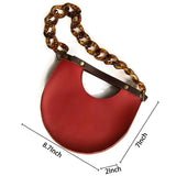 Acrylic Chain Semi-circle Shoulder Bag PU Female Handbag