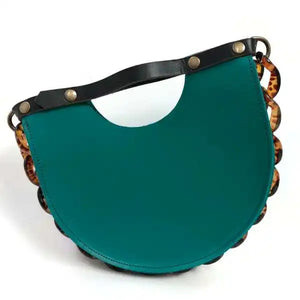 Acrylic Chain Semi-circle Shoulder Bag PU Female Handbag