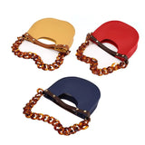 Acrylic Chain Semi-circle Shoulder Bag PU Female Handbag
