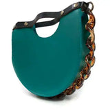Acrylic Chain Semi-circle Shoulder Bag PU Female Handbag