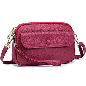 Women's Crossbody Bag Litchi Grain Cow Leather Small Shoulder Messenger Bag