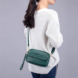 Women's Crossbody Bag Litchi Grain Cow Leather Small Shoulder Messenger Bag