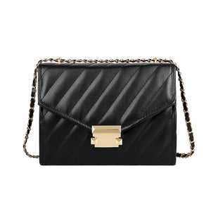 Casual Lingge Chain Small Square Bag PU Leather Messenger Bag