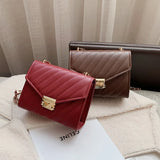 Casual Lingge Chain Small Square Bag PU Leather Messenger Bag