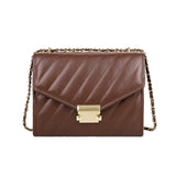 Casual Lingge Chain Small Square Bag PU Leather Messenger Bag