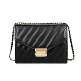 Casual Lingge Chain Small Square Bag PU Leather Messenger Bag