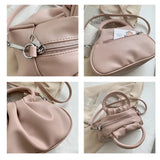 Pleated Solid PU Leather Female Shoulder Crossbody Messenger Bag