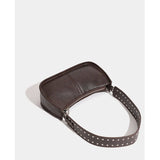 Retro Rivet Pu Leather Underarm Bag Coffee Totes