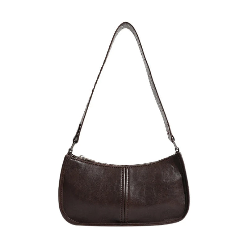 Retro Rivet Pu Leather Underarm Bag Coffee Totes