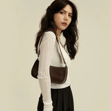 Retro Rivet Pu Leather Underarm Bag Coffee Totes