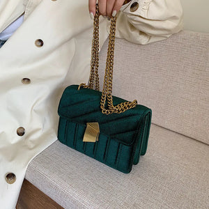Vintage Velvet Chain Evening Clutch Bag Women Shoulder Handbag