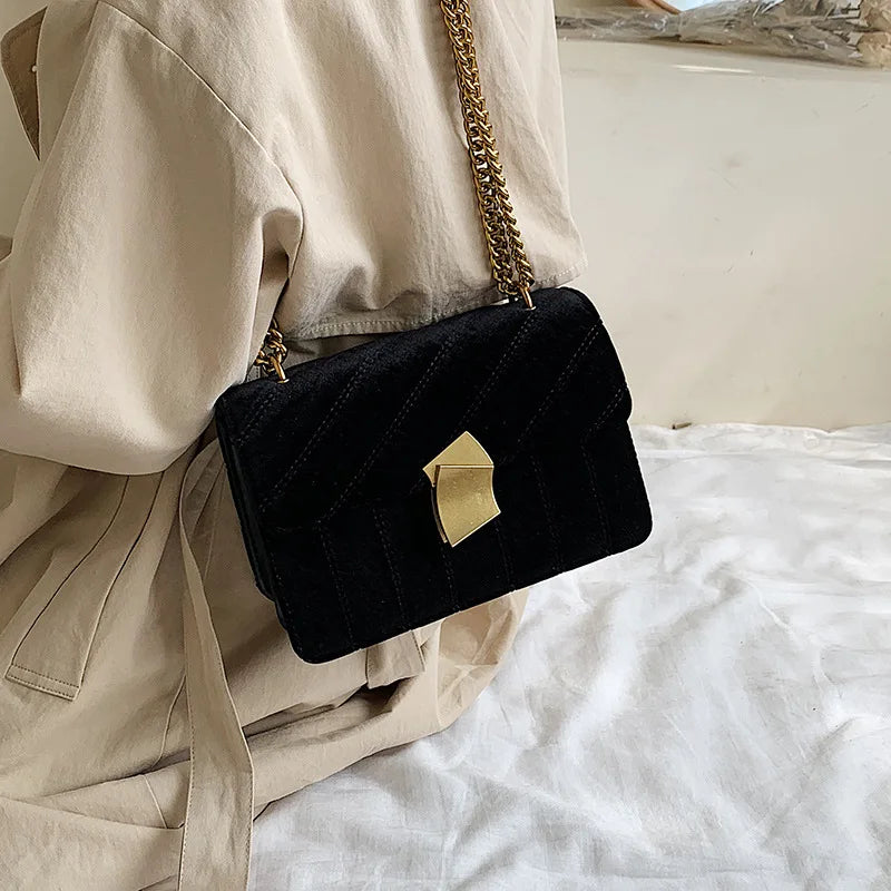 Vintage Velvet Chain Evening Clutch Bag Crossbody Bags Women Shoulder