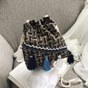 Chinese Style Shoulder Bag Costume Cloth Purse Tassel Bucket Bags