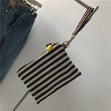 Women Clutch Envelope Bag Tassel Handbag Stripe Evening Purse