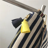 Women Clutch Envelope Bag Tassel Handbag Stripe Evening Purse