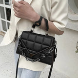 Women's Leather Square Shoulder Bag Flap Messenger