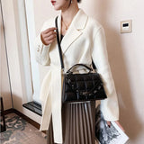 Women's Leather Square Shoulder Bag Flap Messenger