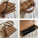 Women's Leather Square Shoulder Bag Flap Messenger