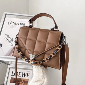 Women's Leather Square Shoulder Bag Flap Messenger