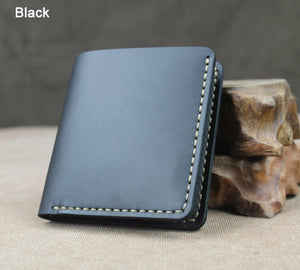 Crazy Horse Leather Wallet Men Small Wallet Coffee