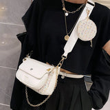 Heart Bag Women 3pcs Set Handbag Shoulder Bag Chain Wide Strap Messenger Bags
