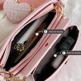 Heart Bag Women 3pcs Set Handbag Shoulder Bag Chain Wide Strap Messenger Bags