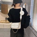 Heart Bag Women 3pcs Set Handbag Shoulder Bag Chain Wide Strap Messenger Bags