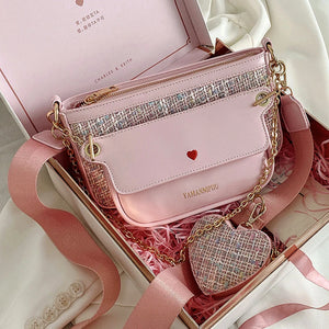 Women's 2 Pcs Shoulder Bag Set Casual Chain Crossbody Messenger Bags