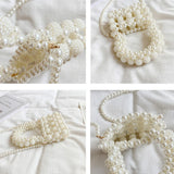 Beaded Woven Crossbody Bag for Women Mini Pearls Sling Party Purses