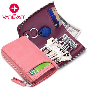 Leather Key Case Holder Key Wallet Men Women Key Pouch Organizer