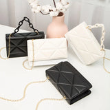 Embroidered Lock Chain Crossbody Bag Small Square Messenger Shoulder Bag
