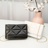 Embroidered Lock Chain Crossbody Bag Small Square Messenger Shoulder Bag
