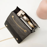 Embroidered Lock Chain Crossbody Bag Small Square Messenger Shoulder Bag