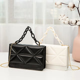 Embroidered Lock Chain Crossbody Bag Small Square Messenger Shoulder Bag