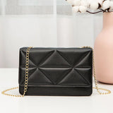 Embroidered Lock Chain Crossbody Bag Small Square Messenger Shoulder Bag