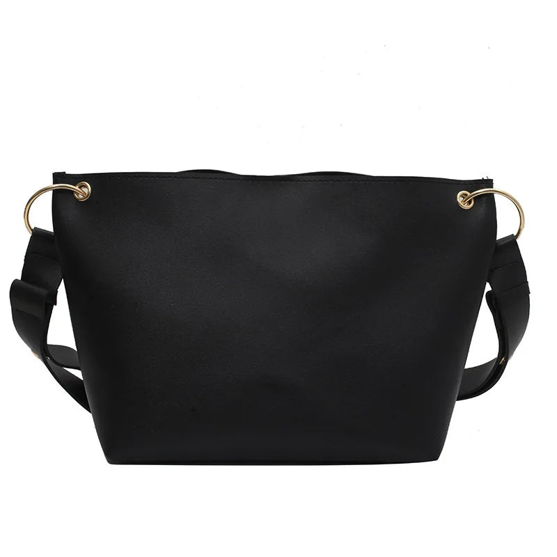 Ladies Bucket PU Leather Shoulder Bag Single Shoulder Large Capacity Messenger