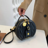 Circular Handbag High PU Leather Shopping Shoulder Bag Crossbody Bags