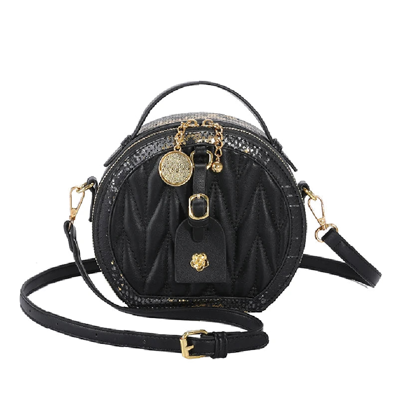 Circular Handbag High PU Leather Shopping Shoulder Bag Crossbody Bags