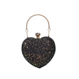 Heart Shape Evening Clutch Bag Sequin Women Mini Party Purses Chain Bag