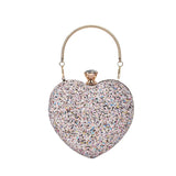 Heart Shape Evening Clutch Bag Sequin Women Mini Party Purses Chain Bag