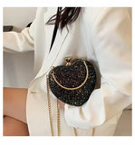 Heart Shape Evening Clutch Bag Sequin Women Mini Party Purses Chain Bag